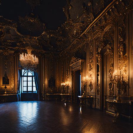 <lyco:baroque_interior_design:1.0> Baroque room, evening lighting