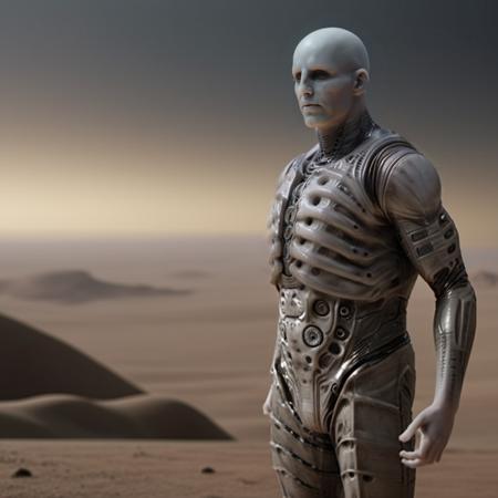 Engineer1024, full body, a bald pale man on a deserted planet, highly detailed, photography, ultra sharp, film, bokeh, professional, 4k  <lora:Engineer1024:0.8>