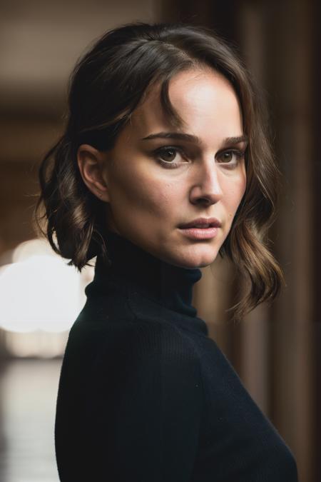 A stunning intricate full color portrait of nataliePort, wearing a black turtleneck, epic character composition, by ilya kuvshinov, alessio albi, nina masic, sharp focus, natural lighting, subsurface scattering, f2, 35mm