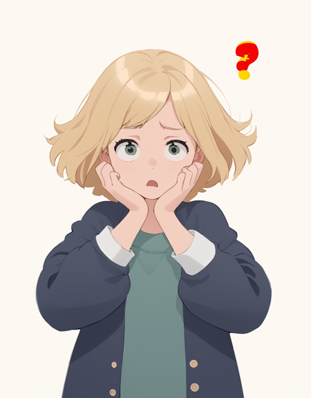 Illustration of a young girl standing with a perplexed look, her shoulders raised in a shrug, and the classic "_(0)_/" emoticon floating above her head, capturing her sense of confusion or indifference