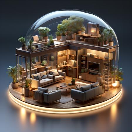 (masterpiece:1.1),best quality,living room,isometric view,<lora:isometric view7:0.7>,detailed details,rich content,luminous base,gradient simple background,round emitting base,