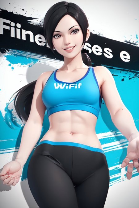 wii fit trainer colored skin white skin ponytail crop top capri pants midriff