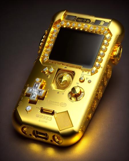 a game boy made of gold and diamonds