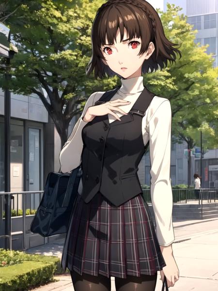 masterpiece, best quality, 1girl, solo, dsmakoto, brown hair, short hair, crown braid, red eyes
 <lora:dsmakoto-v2:1> <lyco:p5-anime_style_lc:0.75>