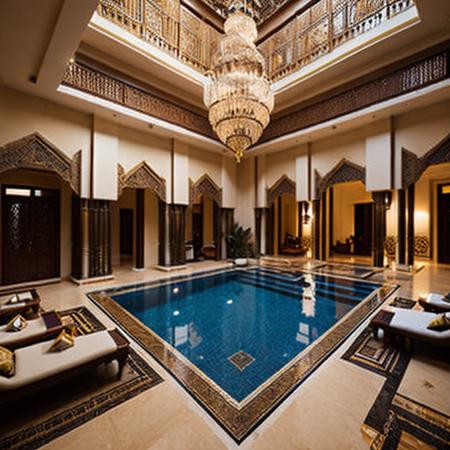 <lyco:Arabic_style_interior_design_Sa_May:1.0> A luxurious arabian style villa