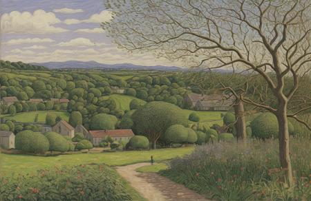style of Henry Moret, arboretum ,orchard ,coppice ,hacienda ,hedgerow,ranch , Urban ,