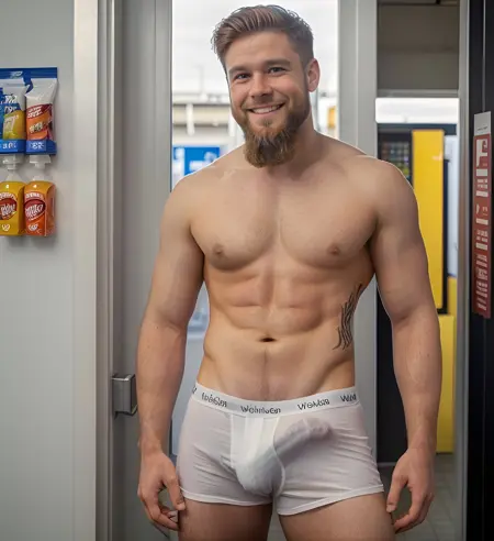 Realistic Bulge Dick Print in White Briefs