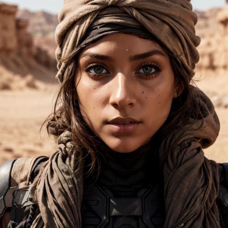 face photo of woman, brown eyes, wearing a stillsuit, turban, in morroco, serious face, (closeup:1.2)
perfect hands, realistic eyes, detailed skin texture, (blush:0.5), (goosebumps:0.5), subsurface scattering,
<lora:add_detail:0.6>
<lora:stillsuitv0.3-000006:0.7>