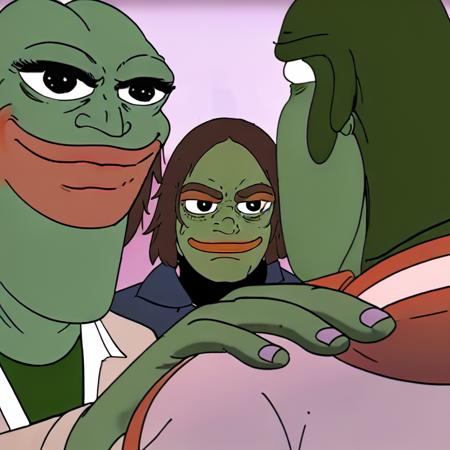 a cartoon pepe_frog <lora:pepe_frog SDXL:1.2> ,  <lora:memehand:0.8>