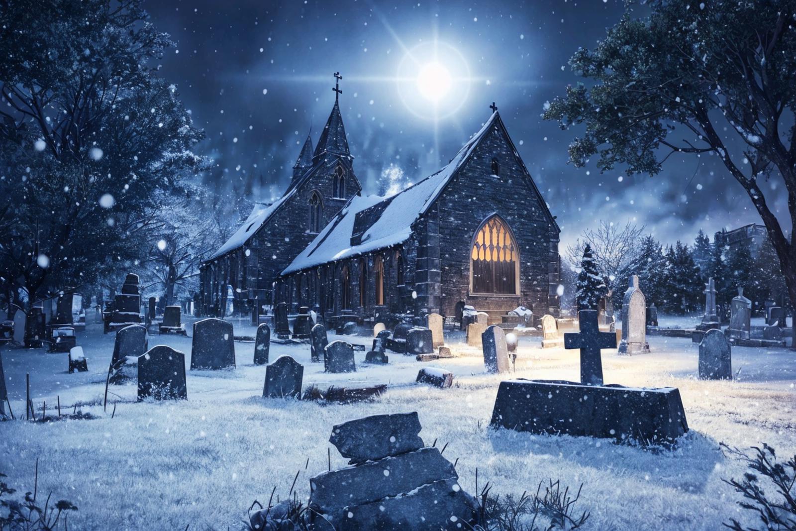 Edob Church Cemetery Creepy Night image by Tokugawa