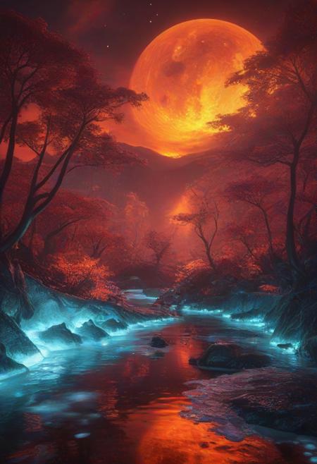Ultrarealistic. sharp focus, dynamic lighting. play of light, reflection, refraction, Raytracing, Ultra detailed. Alien themed. Alien scenery. alien scenery background. alienworld. An alien fire dragon surrounded by ice.enchanting, cosmic, celestial, ethereal, vibrant flora, magical, luminous, serene, dreamy, radiant, bioluminescent, intricate details, surreal, enchanted forest