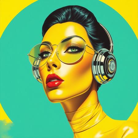 Avant-garde , 1970s futurism, chrome , chartreuse and teal