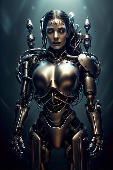 cinematic film still silverpulse, cyborg Vampire, simple background, high quality, artistic, vibrant colors, detailed textures. futuristic sleek/glossy silver and blue glow, vibrant colors, detailed textures., Concept art, cyborg, background, vintage, modern, SilverPulse, <lora:SilverPulseMorphXL:0.8>, excellent composition, artistic, highly detail, holy, sunny, dynamic dramatic beautiful full taking . shallow depth of field, vignette, highly detailed, high budget, bokeh, cinemascope, moody, epic, gorgeous, powerful,