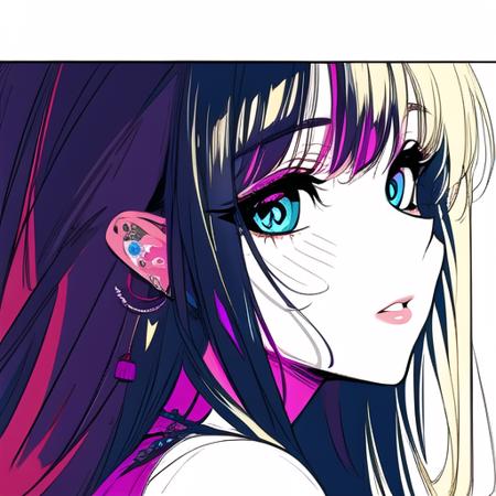 1girl, extremely+beautiful+detailed_face, extremely+beautiful+detailed_eyes, upper body, close-up, cyberpunk background, sketch, flat color,