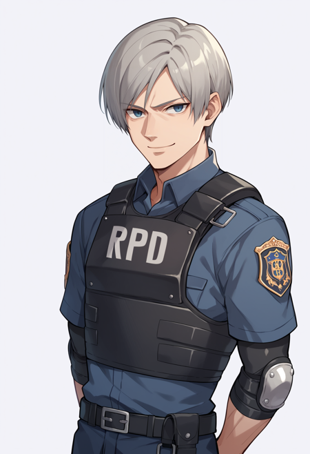 1boy, leonkennedy, grey hair, short hair