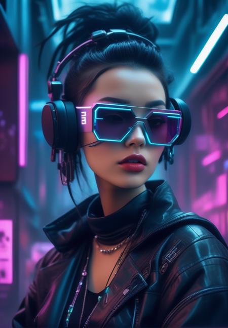 1girl, black hair, black jacket, cyberpunk, cyberpunk style, depth of field, headphones, indoors, jacket, jewelry, leather, leather jacket, lips, long hair, looking at viewer, necklace, nose, open clothes, open jacket, parted lips, realistic, shirt, solo, solo focus, upper body, mysterious, fantasy
<lora:sdxl_cyberpunk:0.65>