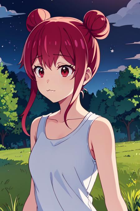 NatsumiŌhashiR4 1girl,  red eyes, red hair, long hair, :3