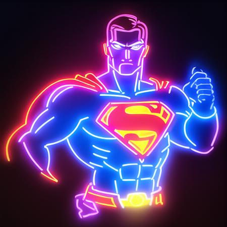 Superman,neon light,neon sign,neon,LED 
masterpiece, high resolution, octance 4k, high detail  <lora:nihongdeng (1):1>, masterpiece,best,quality