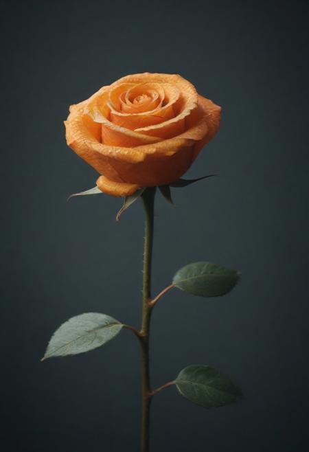 lazypos, cf_style, best artist, best shadows, best lighting, best textures, masterpiece, Rose made of orange peel, stem, thorns, glistening, dewdrops, bokeh, bees flying,