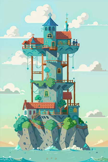 tree,no humans,cloud,sky,outdoors,house,day,smile,blue sky,aqua background,Rich colors, white cloudsï¼
aqichahua,illustration,flat color,Flat style,ocean,(Masterpiece),(best quality),<lora:Landscape illustration:0.7>,