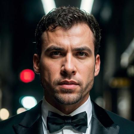 DSLR photo of davidortega person using a tuxedo.face portrait.in blade runner.daylight.professional photography.high resolution.detailed photo.RAW.still film.f/16.uhd.hdr.4k <lora:davidortega_48150:1>
