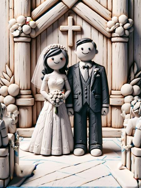 ais-crayz wedding, with the bride and groom standing at the altar <lora:Kids_Crayon_Style_SDXL:1>