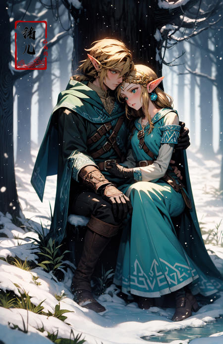 legend of zelda link between forest and ice, in the style of romantic illustrations, goblin academia, green and bronze, romantic manga, detailed costumes, post-painterly, dark cyan and beige
leafeye contactsitting
<lora:~Q?-X^\legend of zelda:0.8>