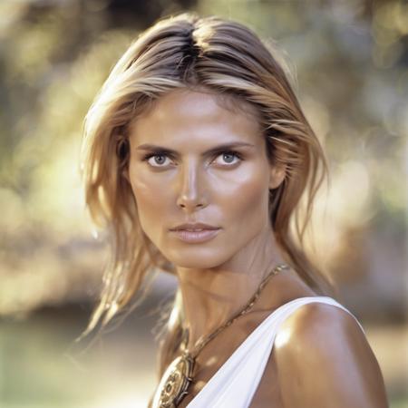 <lora:heidiklum_xl_lora:1> heidiklum, A half body Portrait of a beautiful 26 year old woman, focus on eyes, sexy stare, dress as a roman goddess, eye level