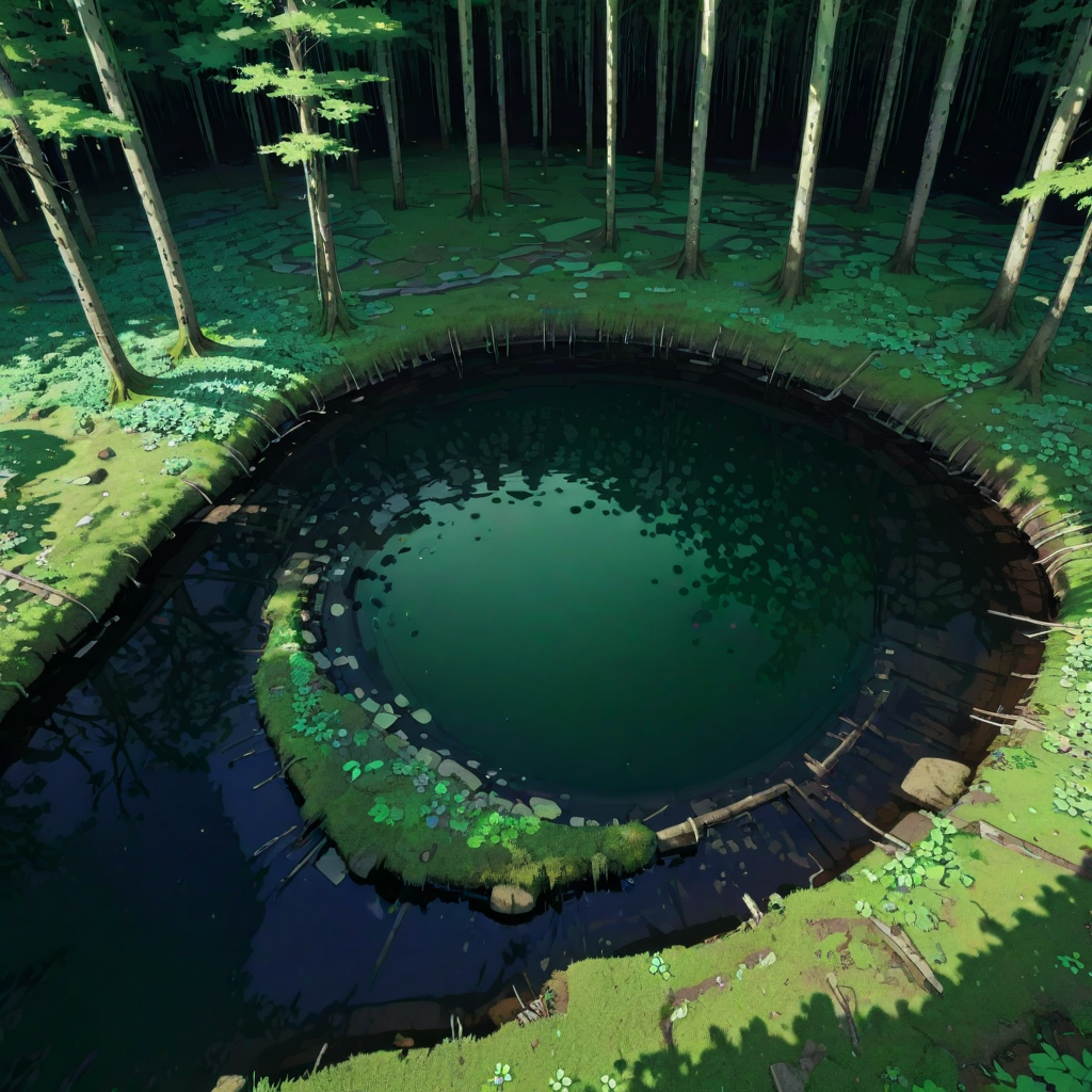 (stylized by Tsubasa Nakai:0.8) , anime key visual, Gamerpunk, intricate background, medium wide shot of a Dusty Foul Forest Green and Tan ("The Wellspring of Power":1.3) , Fresh lake and fauna, at Twilight, Panorama, Illustration, Peaceful, dramatic lighting, Circular polarizer, four colors, Psychedelic paint splotches, Plain white background, wallpaper, HDR