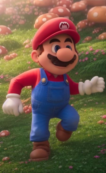 pixar style, mario bross, smile, smiling, excited, field, natural skin texture, big eyes, walking, looking to the side, looking at the ground , white gloves , fat
4k textures, hdr, intricate, highly detailed, sharp focus, cinematic look, hyper detailed, in mario bross clothing, sunset lighting , front lighting , moustache
 <lora:LuisapSuperCopyright_v1:1>