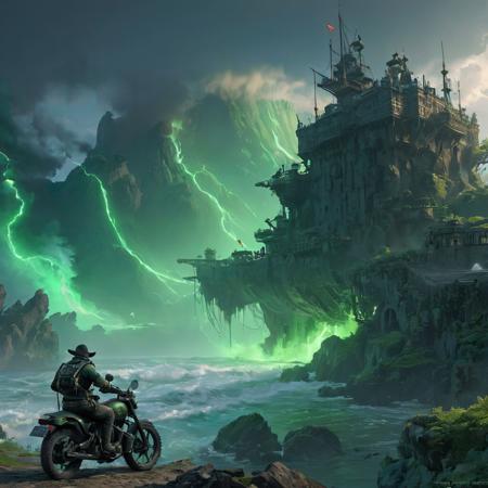 Take a deep breath and let's work step by step on this , 
a motorcycle, skaven, artillery bombings, the second… like a calf, official render, smoking gun, haunted green swirling souls, featuring engine, argos, heroengine, wheel, dark enclosed, searchlight, looks different, old scroll book, dark,  ambient occlusion, volumetric light effect, made by ivan aivazovsky, peter mohrbacher, greg rutkowski, matte painting, trending on artstation, 4 k, perfectly defined features, digital painting, cinematic, epic, highly detailed,
,
Midjourney's Consistency, Dynamic Action Pose, Fibonacci Watermark Invisibly Displayed, High-res, Impeccable Composition, Lifelike Details, Perfect Proportions, Stunning Colors, Captivating Lighting, Interesting Subjects, Creative Angle, Attractive Background, Well-timed Moment, Intentional Focus, Balanced Editing, Harmonious Colors, Contemporary Aesthetics, Handcrafted with Precision, Vivid Emotions, Joyful Impact, Exceptional Quality, Powerful Message, Raphael Style, Unreal Engine 5, Octane Render, Isometric, Beautiful Detailed Eyes, Super Detailed Face and Eyes and Clothes, More Detail, Multi Colored, Splash Ink Illustration, Grammer Effect Style, Houdini Style, Sharp Lines and Brush Strokes, High Quality, Beautiful Matte Painting, 4K, CGSociety, Artstation Trending on ArtstationHQ