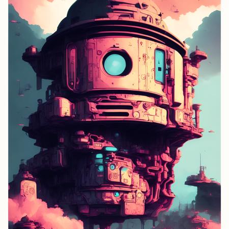 digital ink, sci fi DieselpunkCity, style by JovianSociety