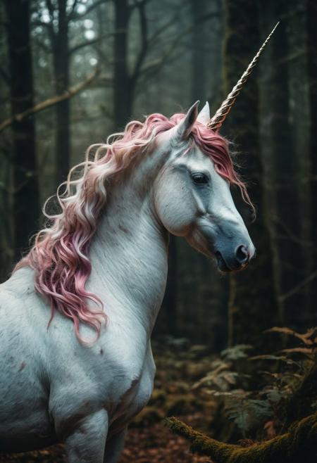 A captivating, photorealistic portrait photograph of a mythical, fantastical creature, such as a majestic, winged unicorn, with intricate, realistic features and textures, captured in a natural, believable setting that blurs the line between reality and imagination, advanced deep aesthetic, highly detailed, fine detail, rich colors, ambient dramatic light, dynamic cinematic color, very coherent