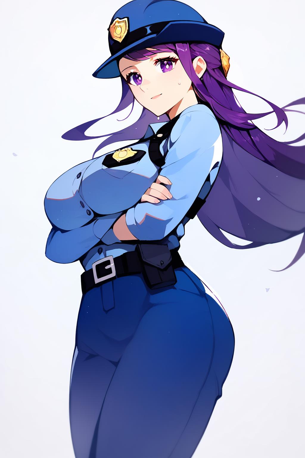 1girl, JapanesePolicewoman, police, police uniform<lora:ÐÐ´ÐµÐ¶Ð´Ð° ÑÐ¿Ð¾Ð½ÑÐºÐ°Ñ Ð¿Ð¾Ð»Ð¸ÑÐ¸Ñ(JapanesePolicewoman, police, police uniform):0.8> <lora:ChamFernPonyXL:1> FernFrieren,purple eyes,purple hair, long hair,half updo,hair ornament,large breasts, Score_9, Score_8_up, Score_7_up, Score_6_up, Score_5_up, Score_4_up, BREAK,1girl in full growth, best quality, masterpiece, ultra-detailed, high quality,good quality,1 girl,(master piece,high resolution, ultra detailed,8K,16K),look at viewer