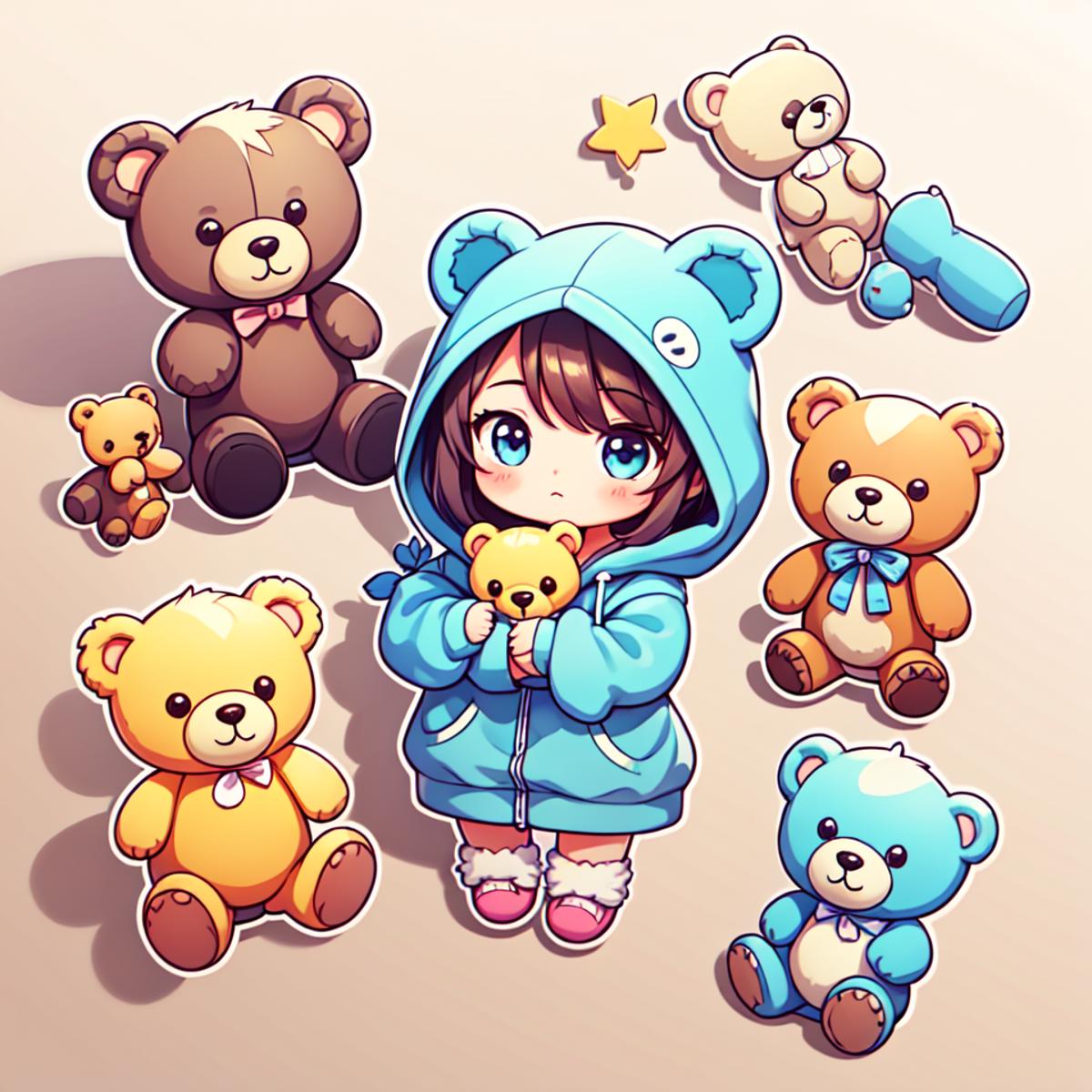 Cartoon cute sticker effect（卡通Q版贴纸效果）LoRa image by aji1