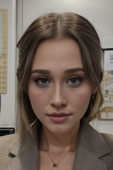 close up headshot, Masterpiece, best quality, ((crowded office)), at a ((office)), (*office* crowded with people:1.3), BREAK
1girl, cleavage, (large breasts), 4k, beautiful,  looking at viewer,  BREAK
business suit with (no undershirt), pencil skirt, ((black pantyhose)), suit coat, BREAK
makeup, earrings, pale skin, fair skin, white skin, BREAK
<lora:LFC:1>