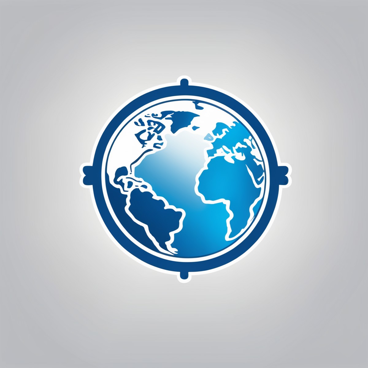 A logo for a travel agency, a blue world globe, no lands, one color, shades of blue and green, LogoRedAF, <lora:LogoRedmon...