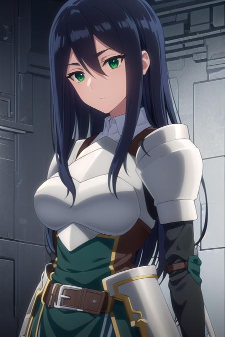 theodoradephilo, <lora:theodora dephilo s1-lora-nochekaiser:1>,
theodora dephilo, long hair, black hair, hair between eyes, very long hair, (green eyes:1.3),
BREAK gloves, black gloves, belt, fingerless gloves, armor, shoulder armor, breastplate,
BREAK outdoors,
BREAK looking at viewer, (cowboy shot:1.5),
BREAK <lyco:GoodHands-beta2:1>, (masterpiece:1.2), best quality, high resolution, unity 8k wallpaper, (illustration:0.8), (beautiful detailed eyes:1.6), extremely detailed face, perfect lighting, extremely detailed CG, (perfect hands, perfect anatomy),