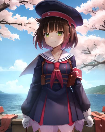 (extremely detailed CG unity 8k wallpaper),(masterpiece), (best quality), (ultra-detailed), (best illustration),(best shadow), cowboy shot, (sharp eyeliner, eyeshadow, detailed eyes:1.1), (cherry blossoms, battleship, ocean, port,:1.2) 
,BREAK
 (type4, cute face, smile, aged down, child, two-tone hair :1.1)
<lora:Type4:1>