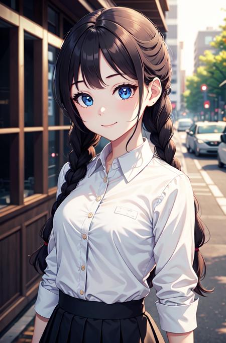 masterpiece,best quality,upper body,1girl,collared_shirt and flared_skirt as material1,色彩,variations,bust chart,multiple braids,gmyh,small breasts,gradient eyes,crazy smile,blurry foreground
Negative prompt: (bad and mutated hands:1.3),(nsfw:1.5),(bad anatomy, nude,paintings, sketches, worst quality, low quality, normal quality, lowres,:1.3),verybadimagenegative_v1.3,
Steps: 20, Sampler: DPM++ 2M Karras, CFG scale: 5, Seed: 191395204, Size: 512x768, 