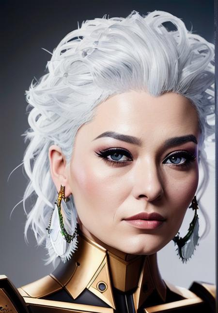 (art by Harold Edgerton:0.9), portrait,close up of a Mecha Hateful Medieval (zxzxnurgul:1.2), White hair styled as Layered, Sketch, cinematic lighting, <lora:nurgul-000024:0.7>