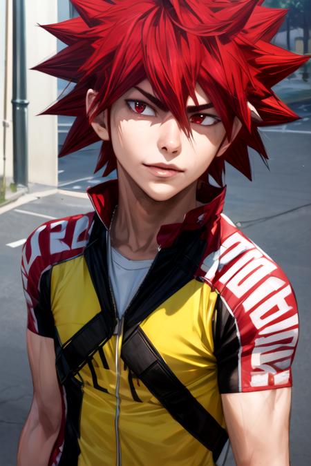 shoukichi_naruko, red hair, red eyes, spiked hair