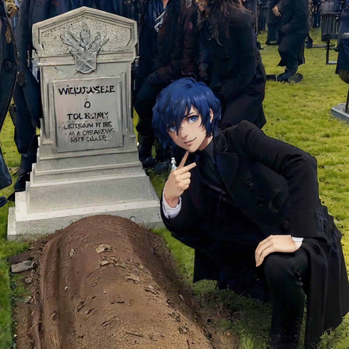 Grant Gustin Next To Oliver Queens Grave Meme | Concept LoRA image by justTNP