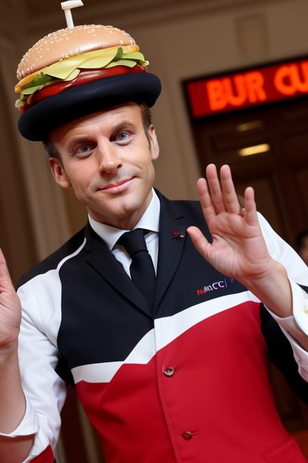 emmanuel macron dressed as louis 14 at burger king