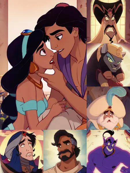 Disney's Aladdin Style and Characters | All-in-One LoRA | Jasmine Genie Jafar Mirage Sadira Mozenrath
