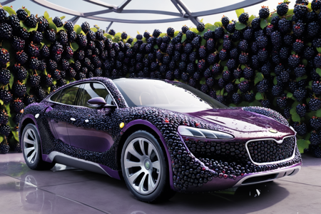 an aerial transport pod with rounded design, floating engines dripping with blackberry juice, blackberry vine accents, solo, blackberryworld, transparent roof with blackberry juice tint, reflecting purple glow, blackberryworld, futuristic parking lot with floating platforms covered in blackberry vines, charging stations dripping with purple juice, blackberry flowers scattered, detailed background, blackberryworld, landing on a platform with blackberry vines, thrusters cooling with purple juice, lights dimming, blackberryworld, portrait focus, close-up shot, a futuristic scanner emitting blackberry juice light, purple glow, on the car, blackberryworld, best quality, rich colors, photorealistic style, high detail, high-definition, hyper-realistic, extremely high-resolution details, fine texture, incredibly lifelike, realistic, not fantasy, not anime, not drawing, highres, 4K resolution, source photo, realistic photo, masterpiece, best quality, amazing quality, very aesthetic, ultra-detailed, detailed surfaces, natural metallic tones with blackberryworld accents, soft lighting, glossy white with blackberry purples, polished finish with purple juice accents, blackberryworld, warm light with blackberry juice accents, purple glow, blackberryworld, medium shot, <lora:Blackberryworld_Morth:1>