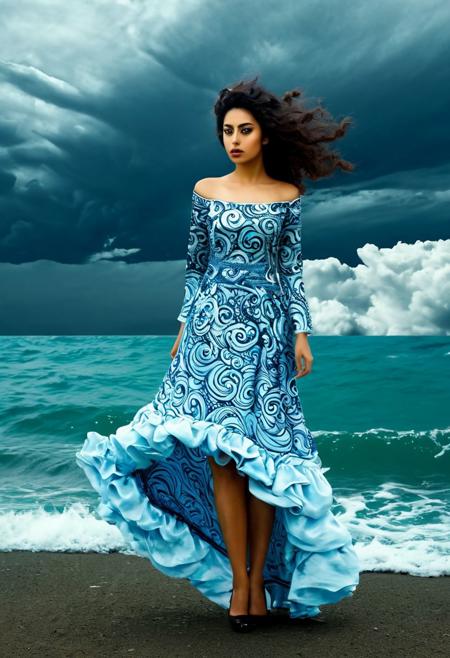 Persian Girl,surrealism,
The sea formed her dress,and the clouds formed her hair,