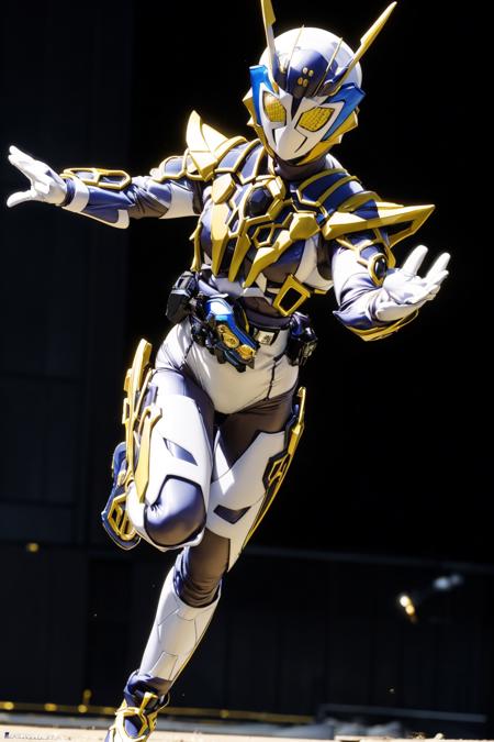 (masterpiece,best quality,4k,8k)kamen rider valkyrie RC, (1girl, solo, mature female, large breasts,wide hips,thighs), day,looking at viewer, antennae, running, jumping,reaching out, dynamic pose,((((closed right hand)))),full body,shiny costume, (skin tight bodysuit), glowing yellow eyes, armor, science fiction, tokusatsu, female focus, kamen rider,belt,white gloves, <lora:kamen_rider_valkyrie_LH-09:0.7> <lyco:GoodHands-beta2:1.0>