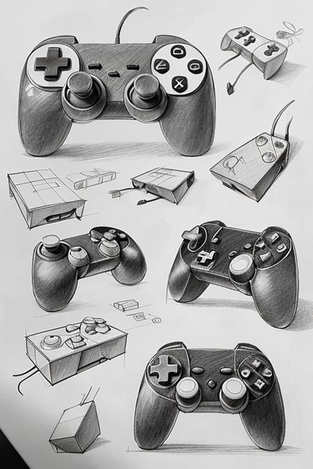 <lora:Drawing_Lesson:1> drawing lesson of game controller