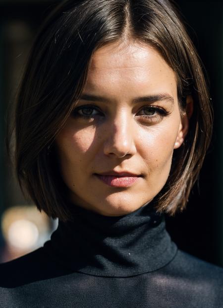 A stunning intricate full color portrait of (sks woman:1), wearing a black turtleneck, epic character composition, by ilya kuvshinov, alessio albi, nina masic, sharp focus, natural lighting, subsurface scattering, f2, 35mm, film grain, <lora:locon_katieholmes_v1_from_v1_64_32:1>